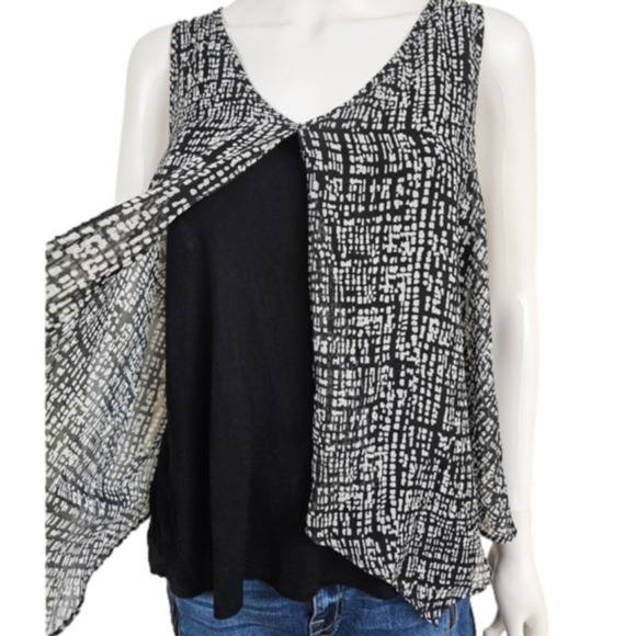 BCX Sleeveless Open Flap Front And Back Blouse With Built-in Cami Size XL - Picture 9 of 9